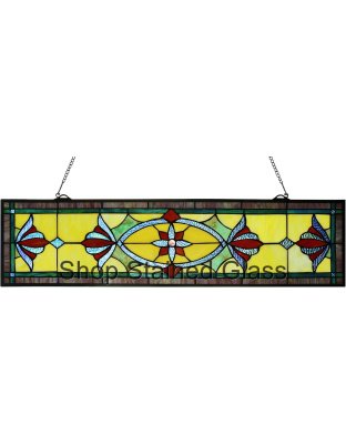 Tiffany Style Floral Stained Glass Window Panel – Handcrafted Decorative Hanging Suncatcher