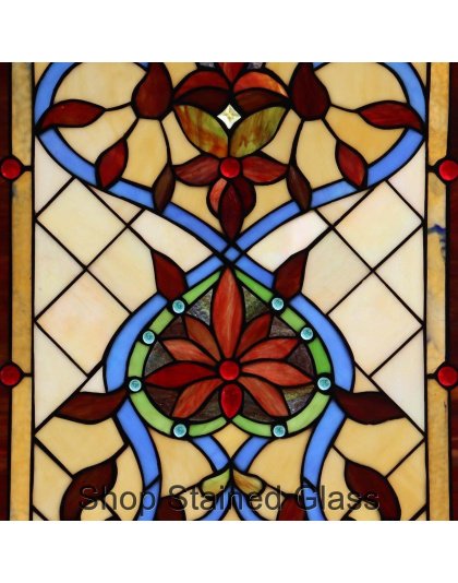 Handcrafted Floral Tiffany Style Stained Glass Window Panel – Decorative Hanging Suncatcher Art